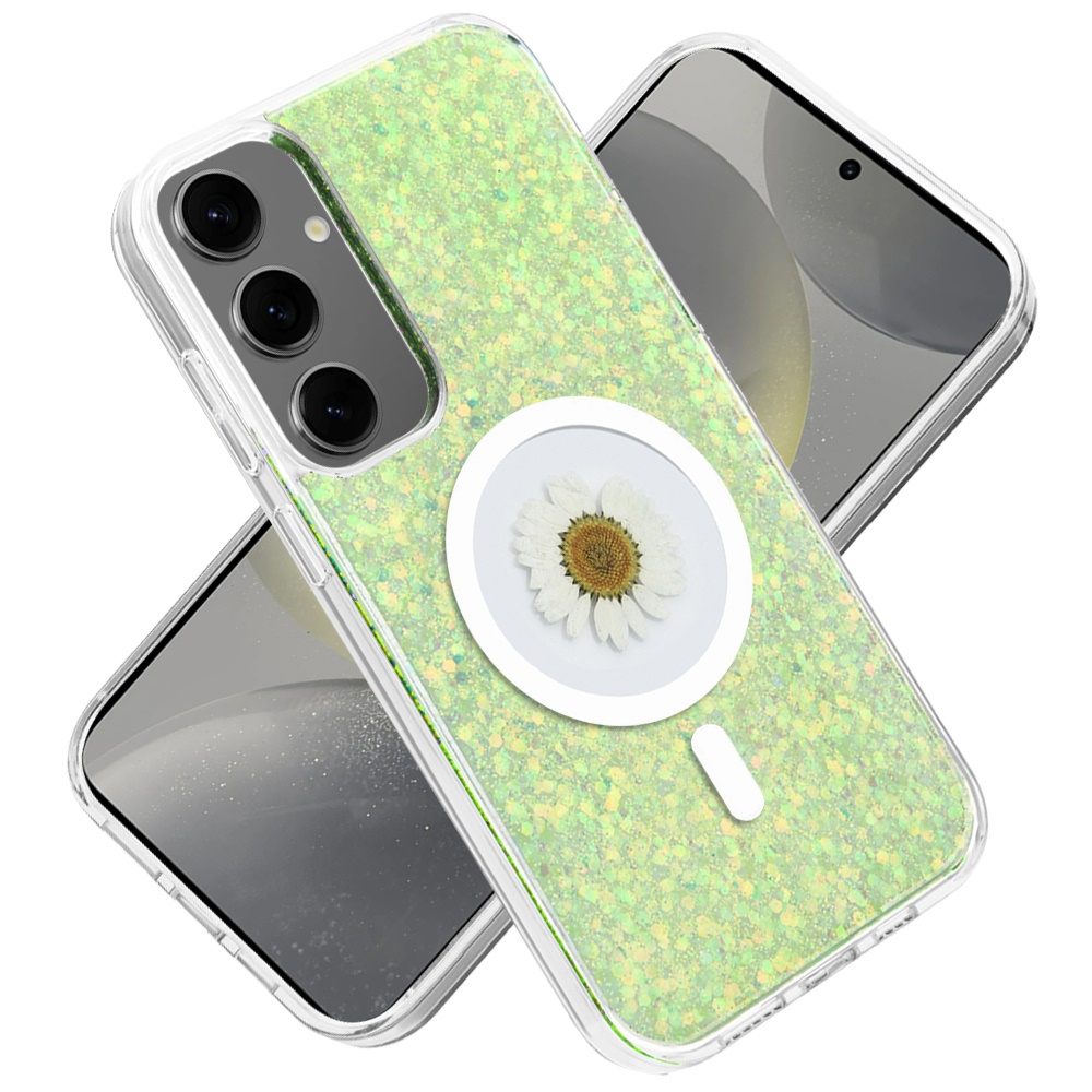 For Samsung s25/s24 Plus  Flower Glitter Hybrid Case with Magnetic Ring - Bild 1 von 18
