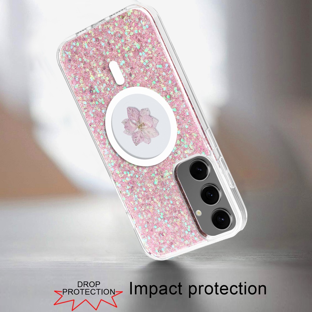 For Samsung s25/s24 Plus  Flower Glitter Hybrid Case with Magnetic Ring - Bild 5 von 18