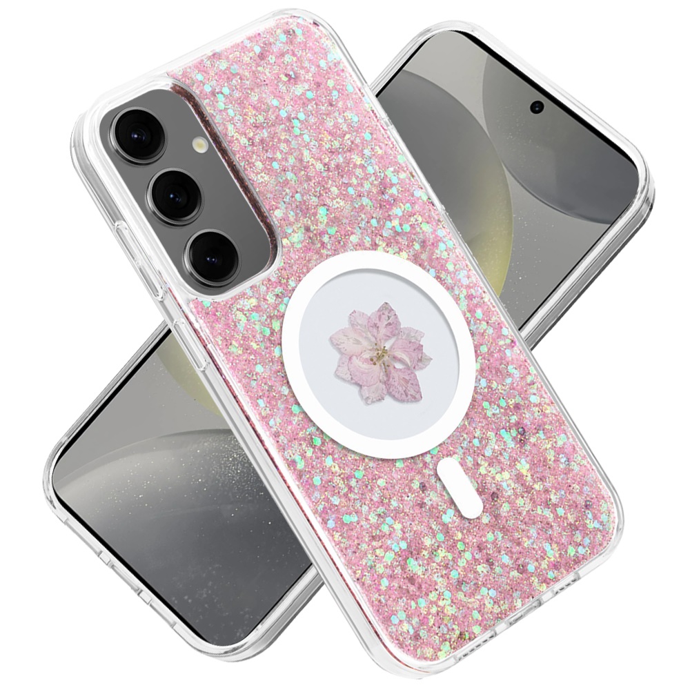For Samsung s25/s24 Plus  Flower Glitter Hybrid Case with Magnetic Ring - Bild 6 von 18