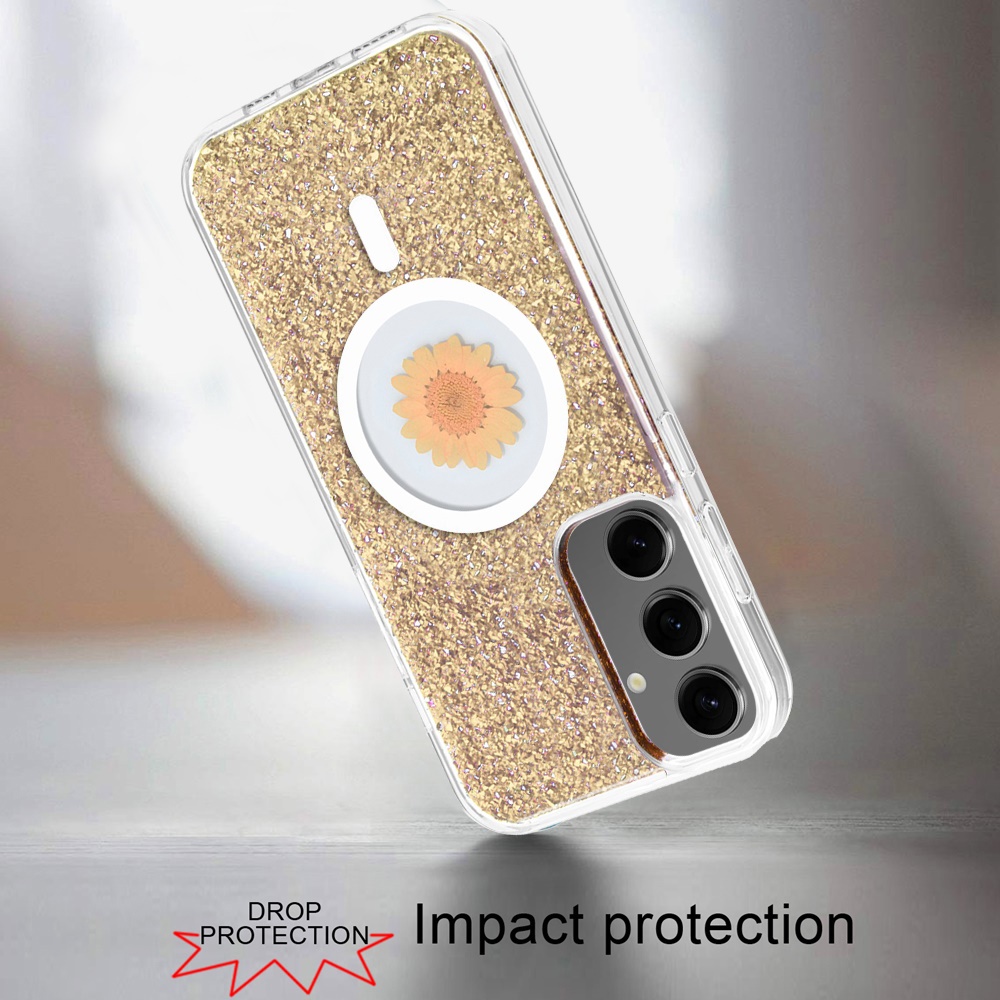 For Samsung s25/s24 Plus  Flower Glitter Hybrid Case with Magnetic Ring - Bild 7 von 18