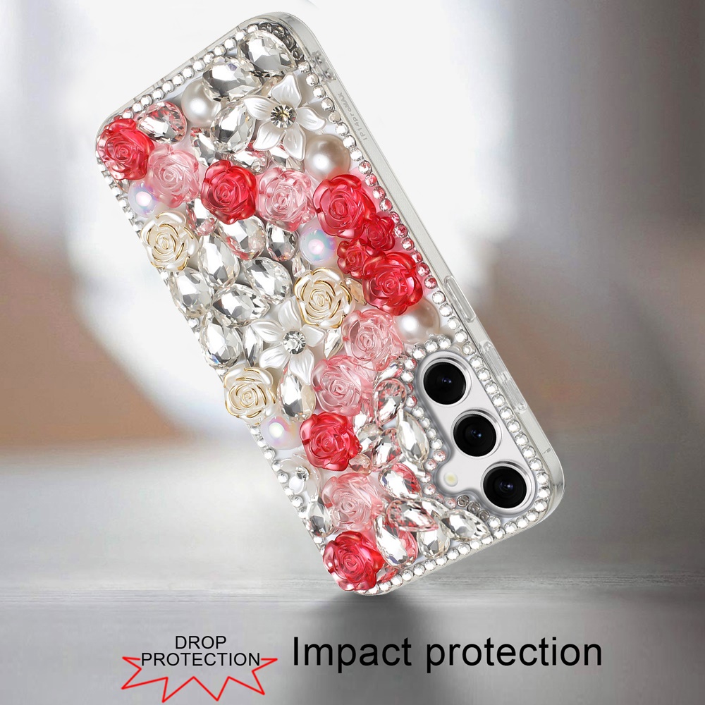Piedras brillantes de diamante completo con flor de rosa para Samsung s25/s24 - - Imagen 10 de 21