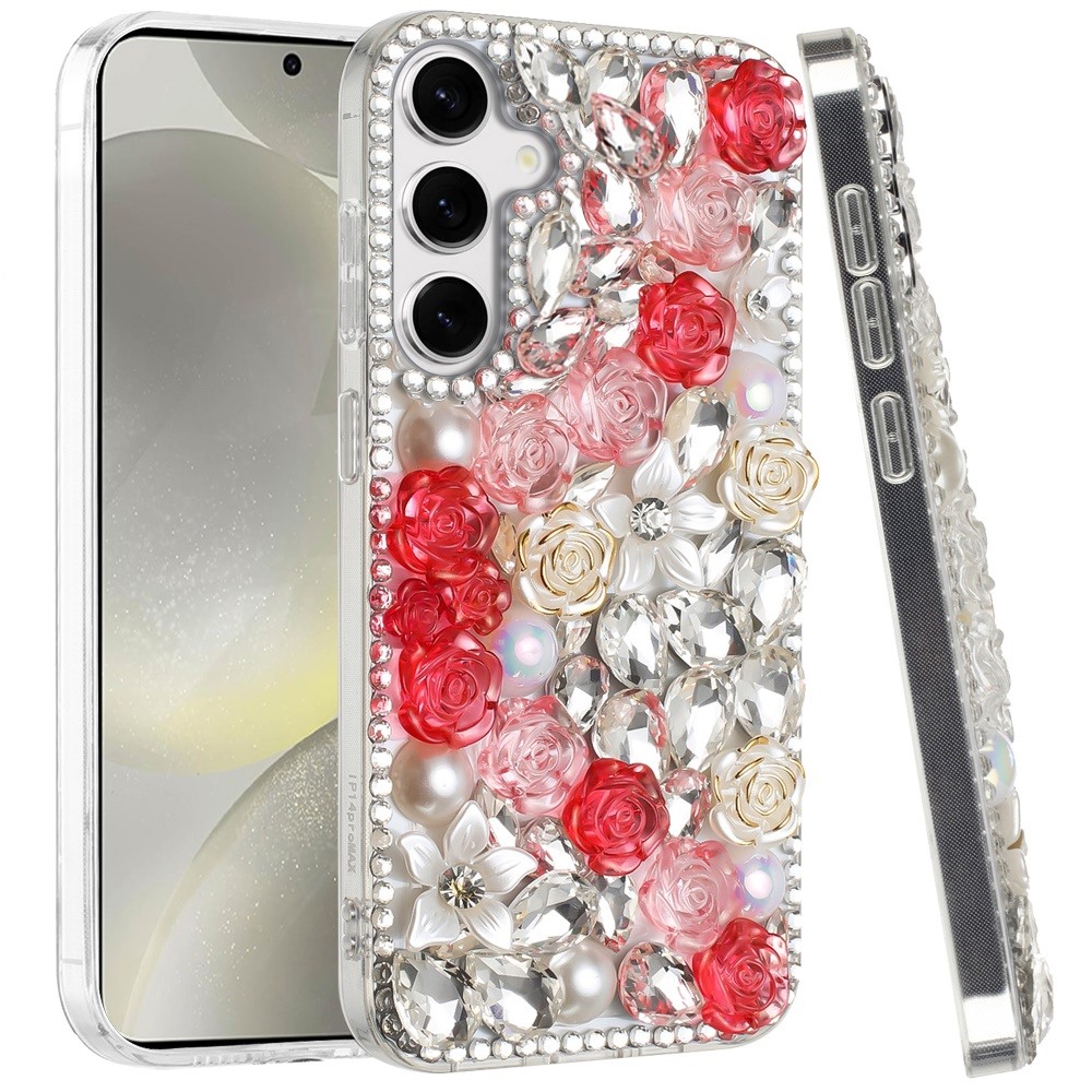 Piedras brillantes de diamante completo con flor de rosa para Samsung s25/s24 - - Imagen 12 de 21
