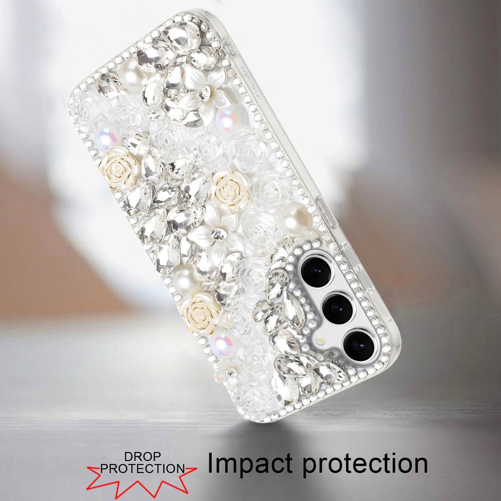 Piedras brillantes de diamante completo con flor de rosa para Samsung s25/s24 - - Imagen 16 de 21