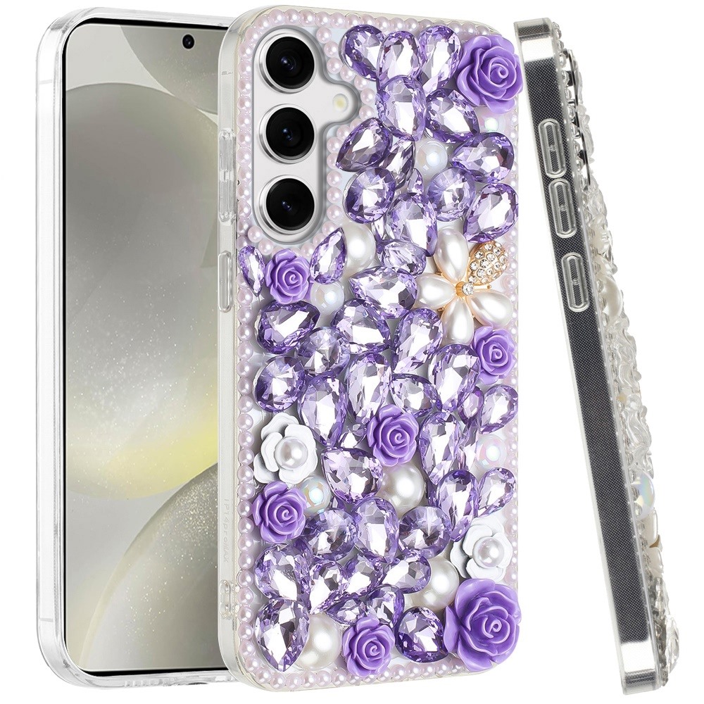 Für Samsung s25 Plus/s24 Plus Rose Blume Full Diamond Bling Steine - - Bild 11 von 21