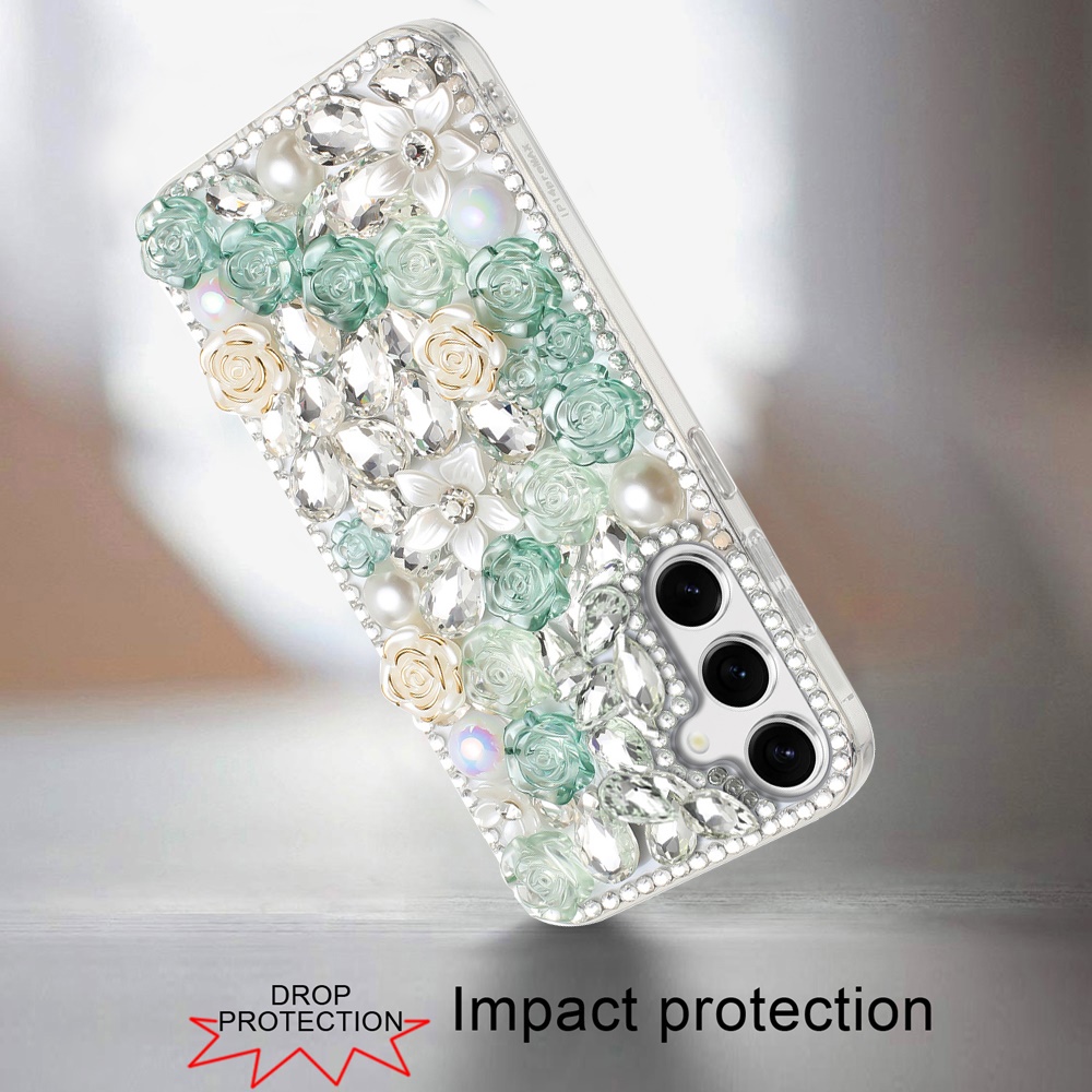 Piedras brillantes de diamante completo con flor de rosa para Samsung s25/s24 - - Imagen 13 de 21