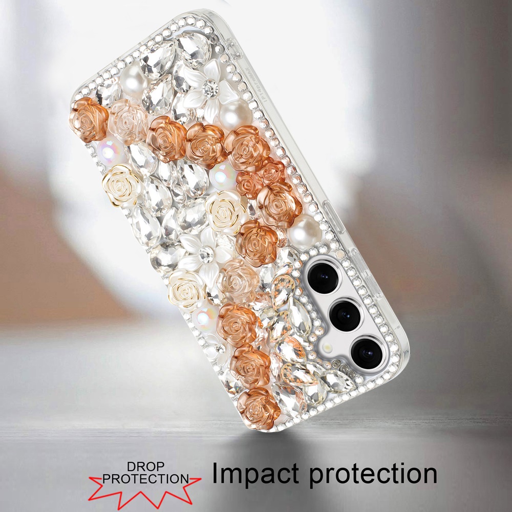 Für Samsung s25 Plus/s24 Plus Rose Blume Full Diamond Bling Steine - - Bild 19 von 21