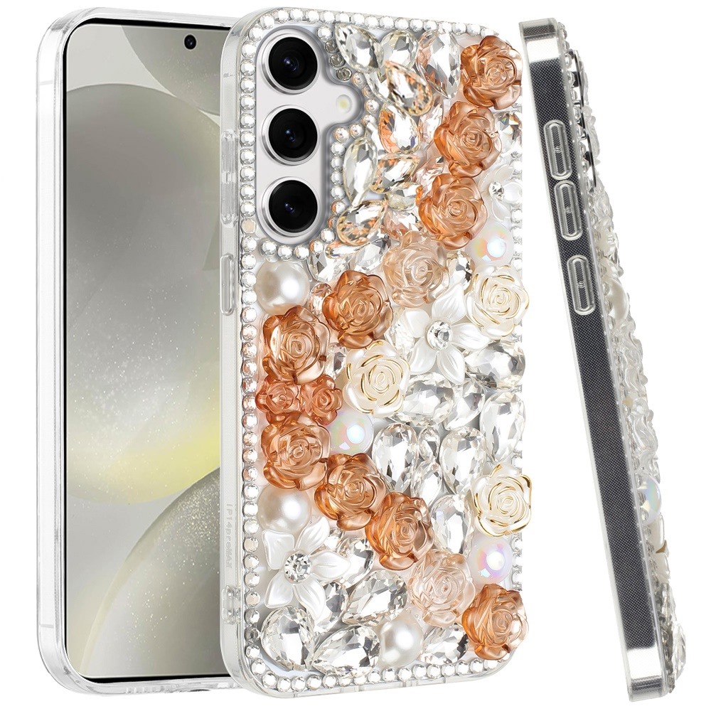 Für Samsung s25 Plus/s24 Plus Rose Blume Full Diamond Bling Steine - - Bild 20 von 21