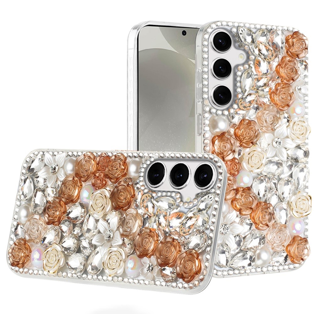 Für Samsung s25 Plus/s24 Plus Rose Blume Full Diamond Bling Steine - - Bild 21 von 21