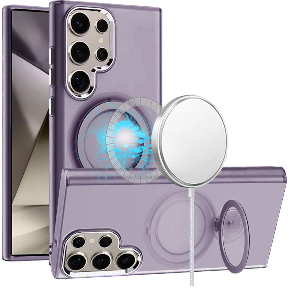 Für Samsung S25 Ultra Kickstand Hülle: Transparent Chrom Hybrid - - Bild 12 von 12