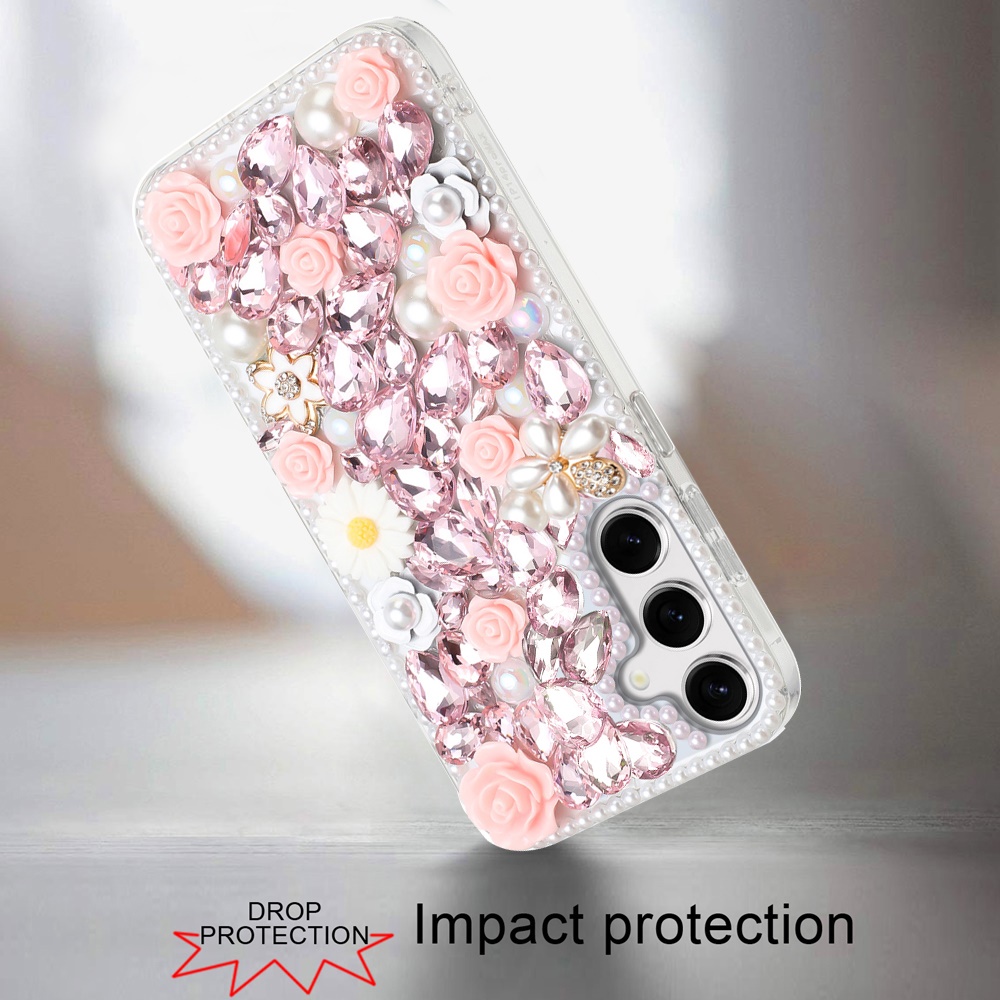 Piedras brillantes de diamante completo con flor de rosa para Samsung s25/s24 - - Imagen 8 de 21