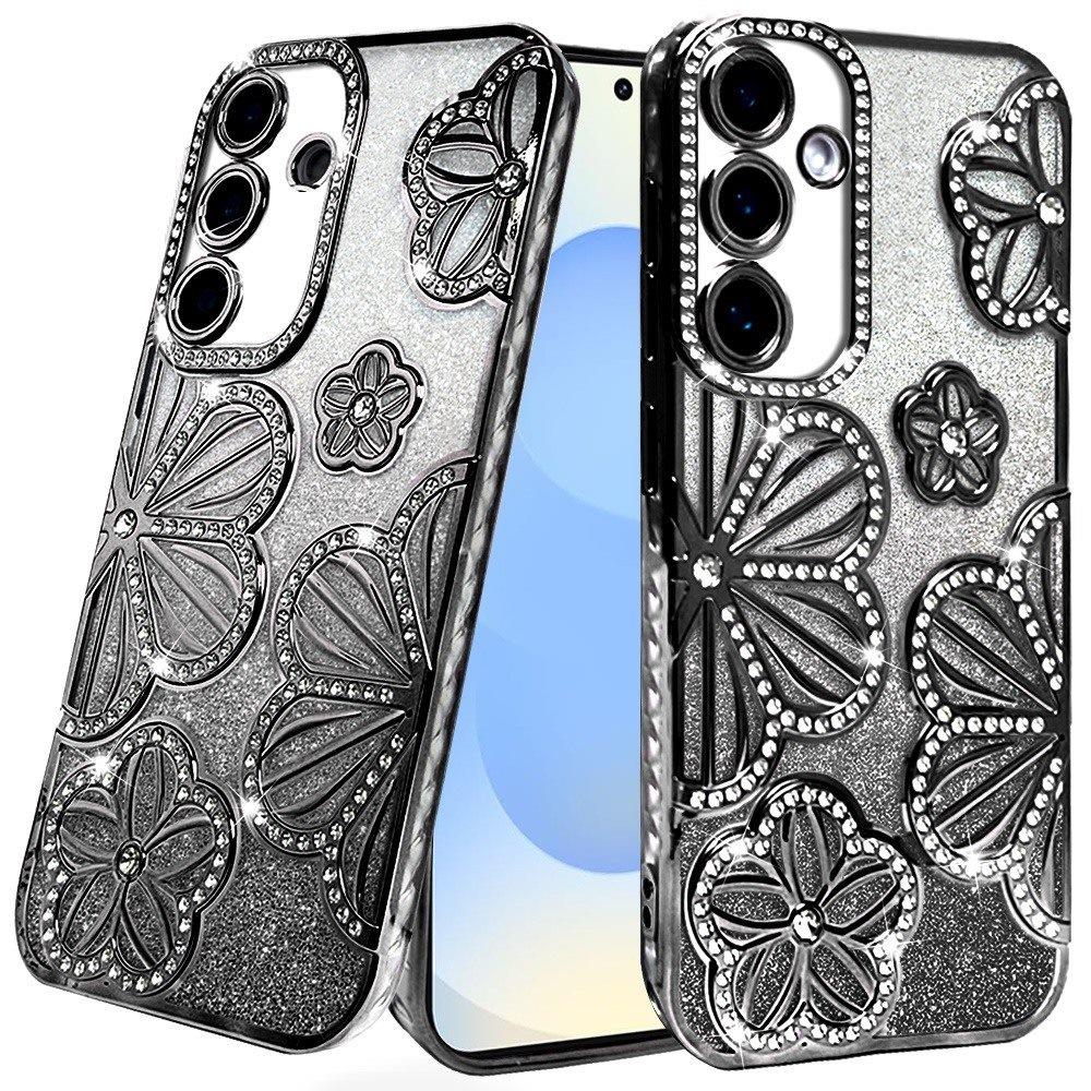 For Samsung s25/s24 Shimmer Glitter Floral Design Thick TPU Case Cover -  - Bild 4 von 9