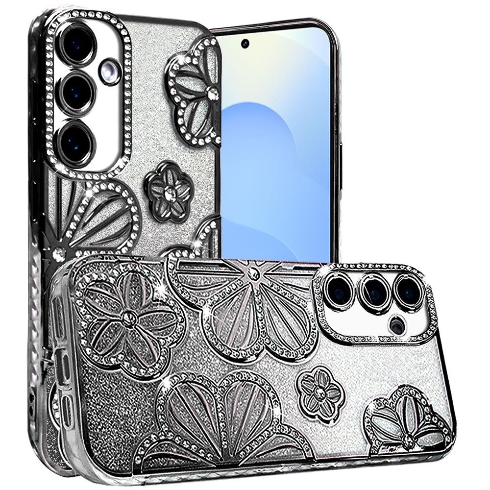 For Samsung s25/s24 Shimmer Glitter Floral Design Thick TPU Case Cover -  - Bild 5 von 9