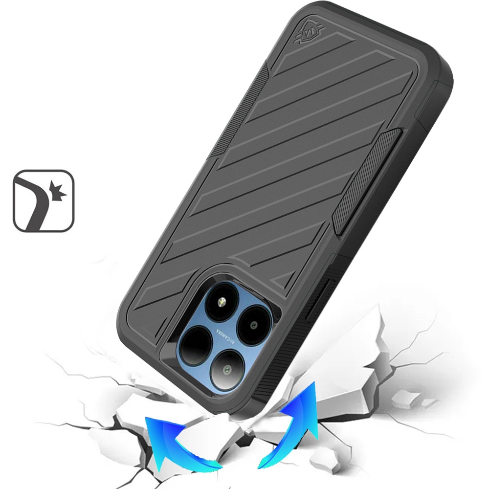 "For Boost Summit 5G: METKASE Noble Dual Layer Shockproof Case - Black" - Foto 1 di 9