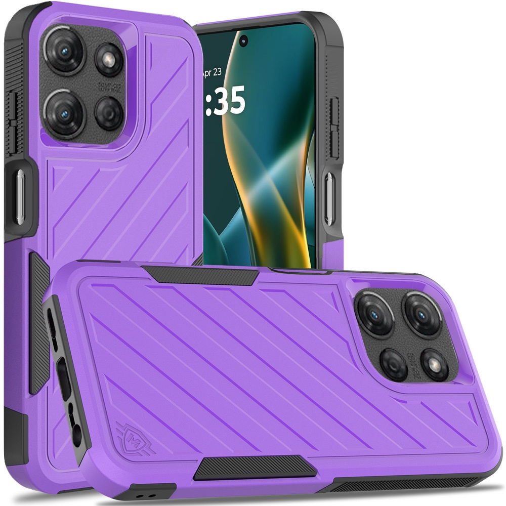 Für Moto G Stylus 5G 2025 Dual Layer Stoßfeste Hülle - Dunkellila/Schwarz - Bild 3 von 36