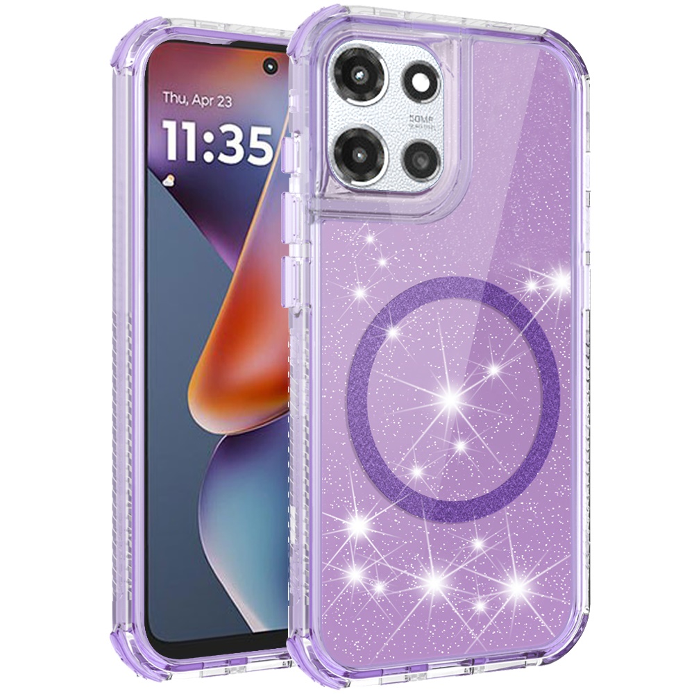 For Motorola Moto G 5G 2025 Magnetic Ring Glitter 3in1 Hybrid Case Cover - - Picture 7 of 9