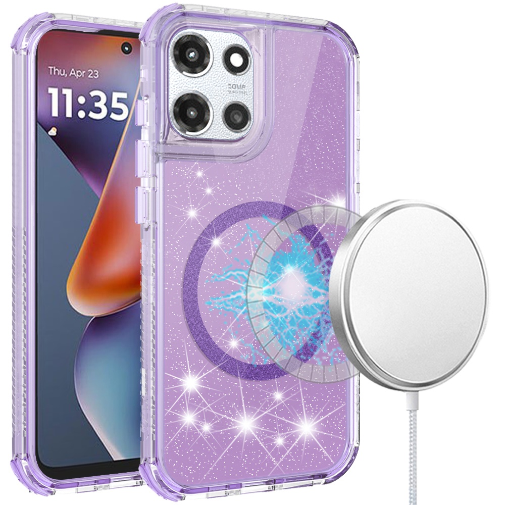For Motorola Moto G 5G 2025 Magnetic Ring Glitter 3in1 Hybrid Case Cover - - Picture 9 of 9