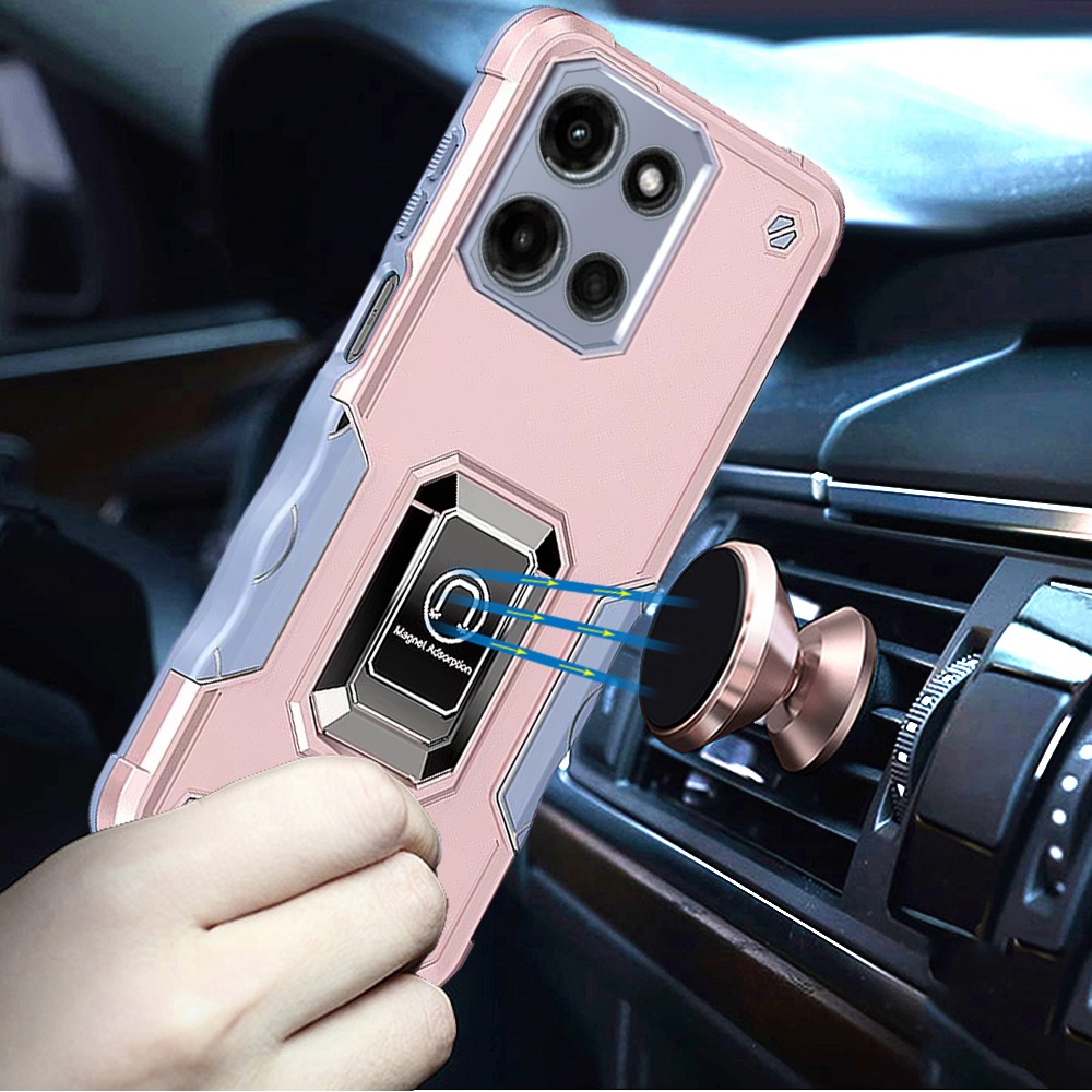 For Moto G Stylus 5G 2025 Hot Pink Magnetic Ring Stand Hybrid Case Cover - Picture 13 of 21