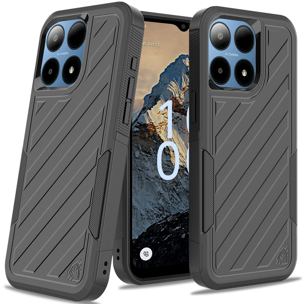 For Boost Summit 5G Noble lined shockproof dual layer hybrid - Black/Red - Afbeelding 11 van 15