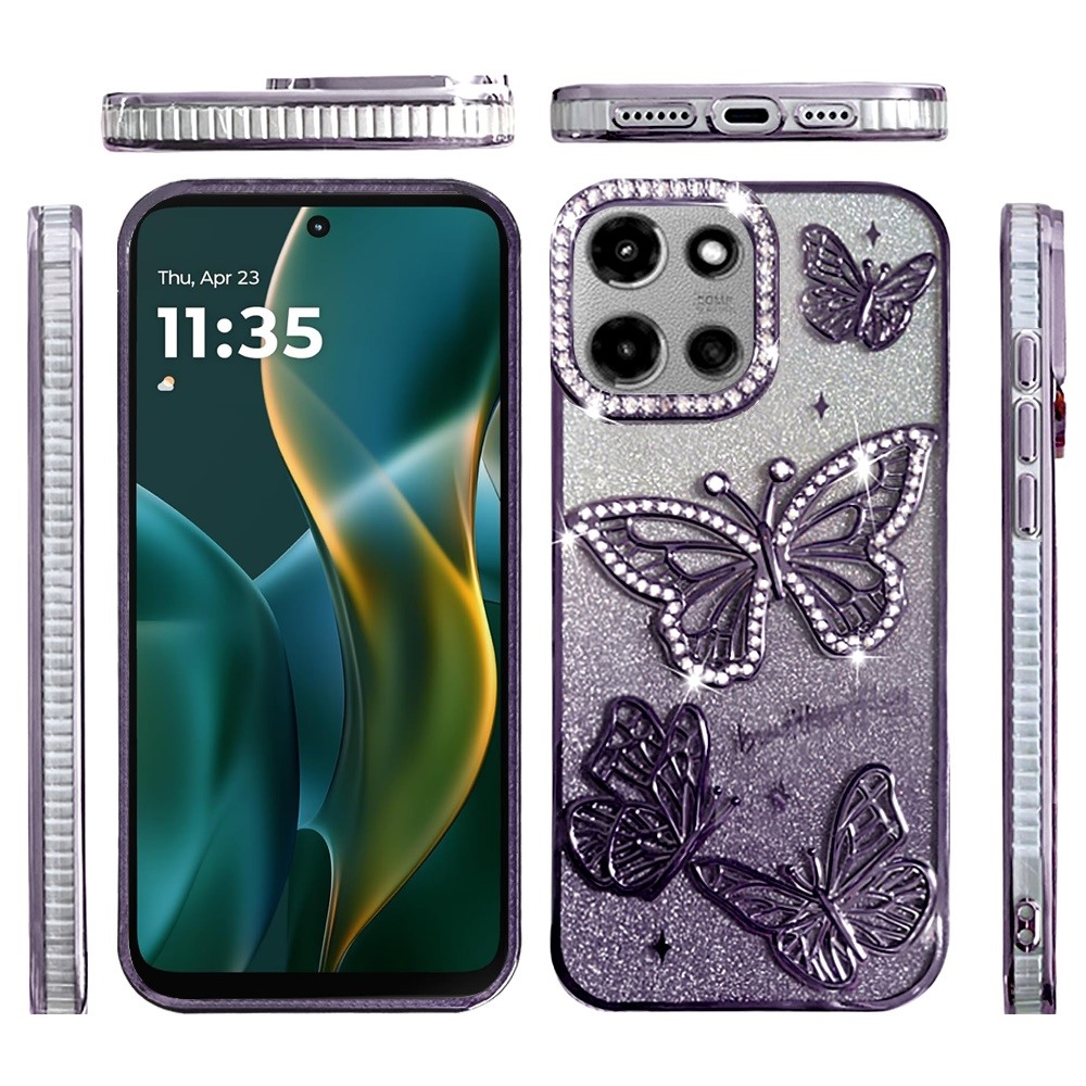 Für Moto G Stylus 5G (2025) Schmetterling Glitzer TPU Case Hülle - - Bild 12 von 16