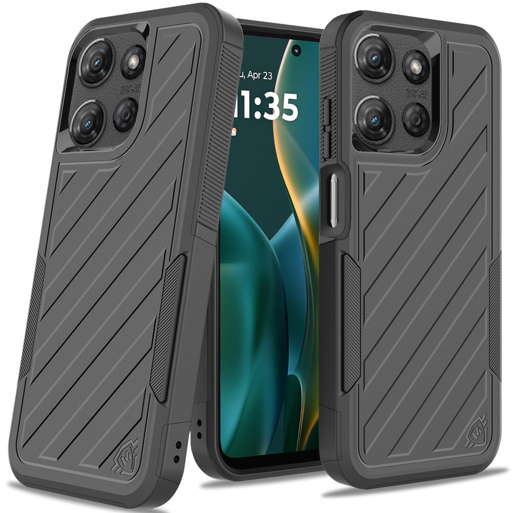 For Moto G Stylus 5G 2025 - METKASE Grey/Black Dual Layer Shockproof Case - Picture 11 of 36