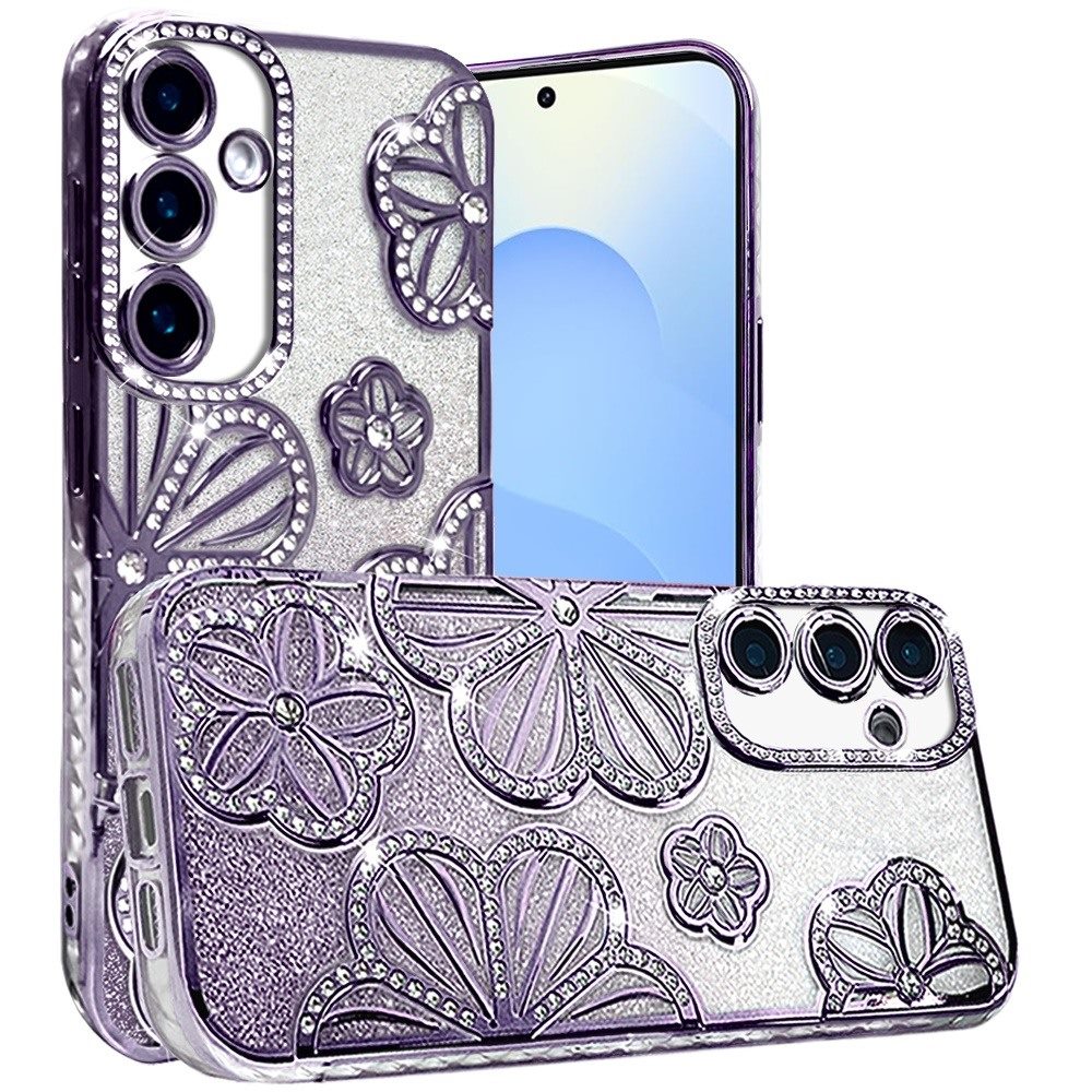 For Samsung s25/s24 Shimmer Glitter Floral Design Thick TPU Case Cover -  - Bild 7 von 9