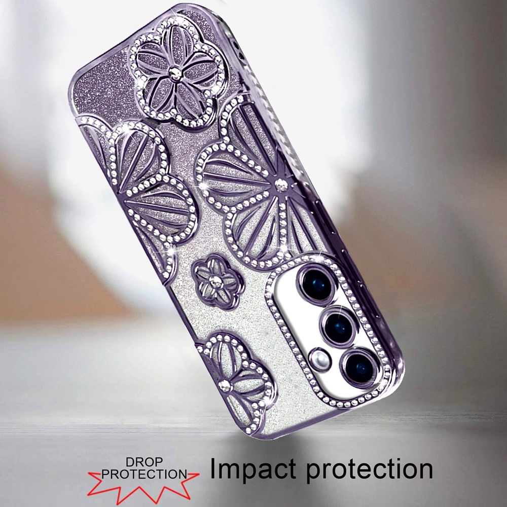 For Samsung s25/s24 Shimmer Glitter Floral Design Thick TPU Case Cover -  - Bild 8 von 9