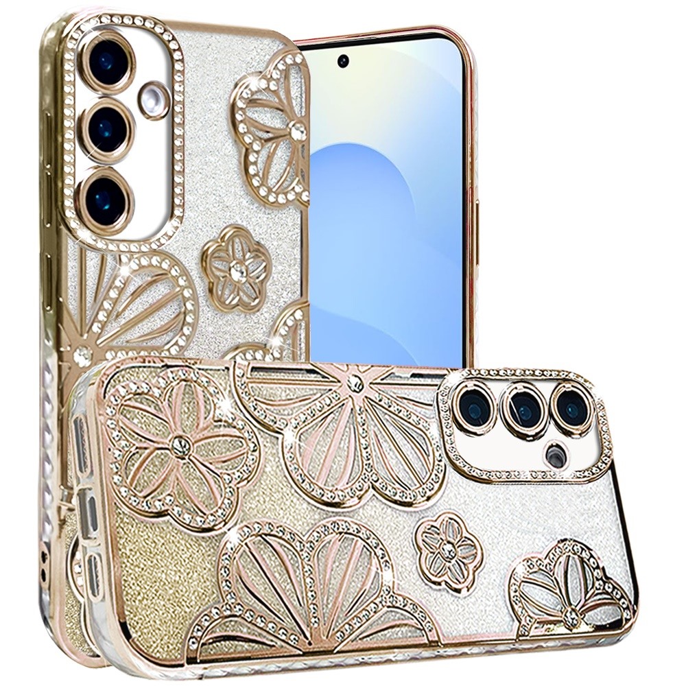 For Samsung s25/s24 Shimmer Glitter Floral Design Thick TPU Case Cover -  - Bild 1 von 9