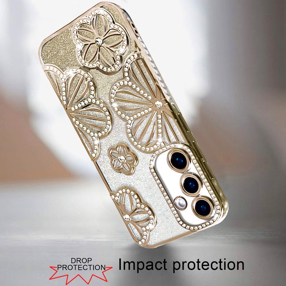 For Samsung s25/s24 Shimmer Glitter Floral Design Thick TPU Case Cover -  - Bild 2 von 9