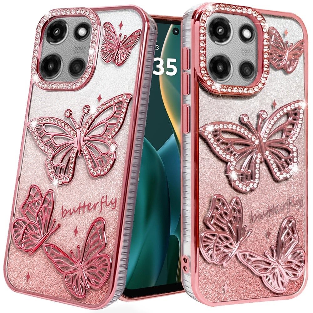 Für Moto G Stylus 5G (2025) Schmetterling Glitzer TPU Case Hülle - - Bild 7 von 16