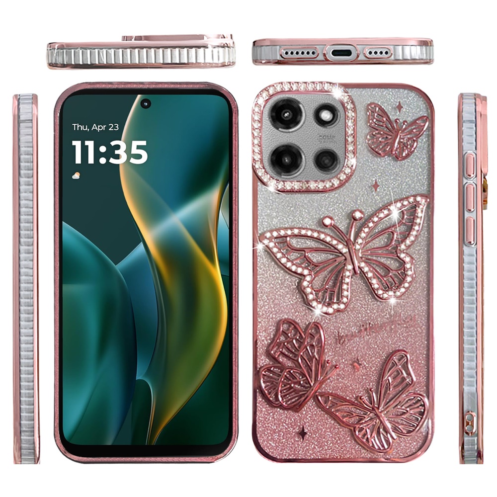 Für Moto G Stylus 5G (2025) Schmetterling Glitzer TPU Case Hülle - - Bild 8 von 16