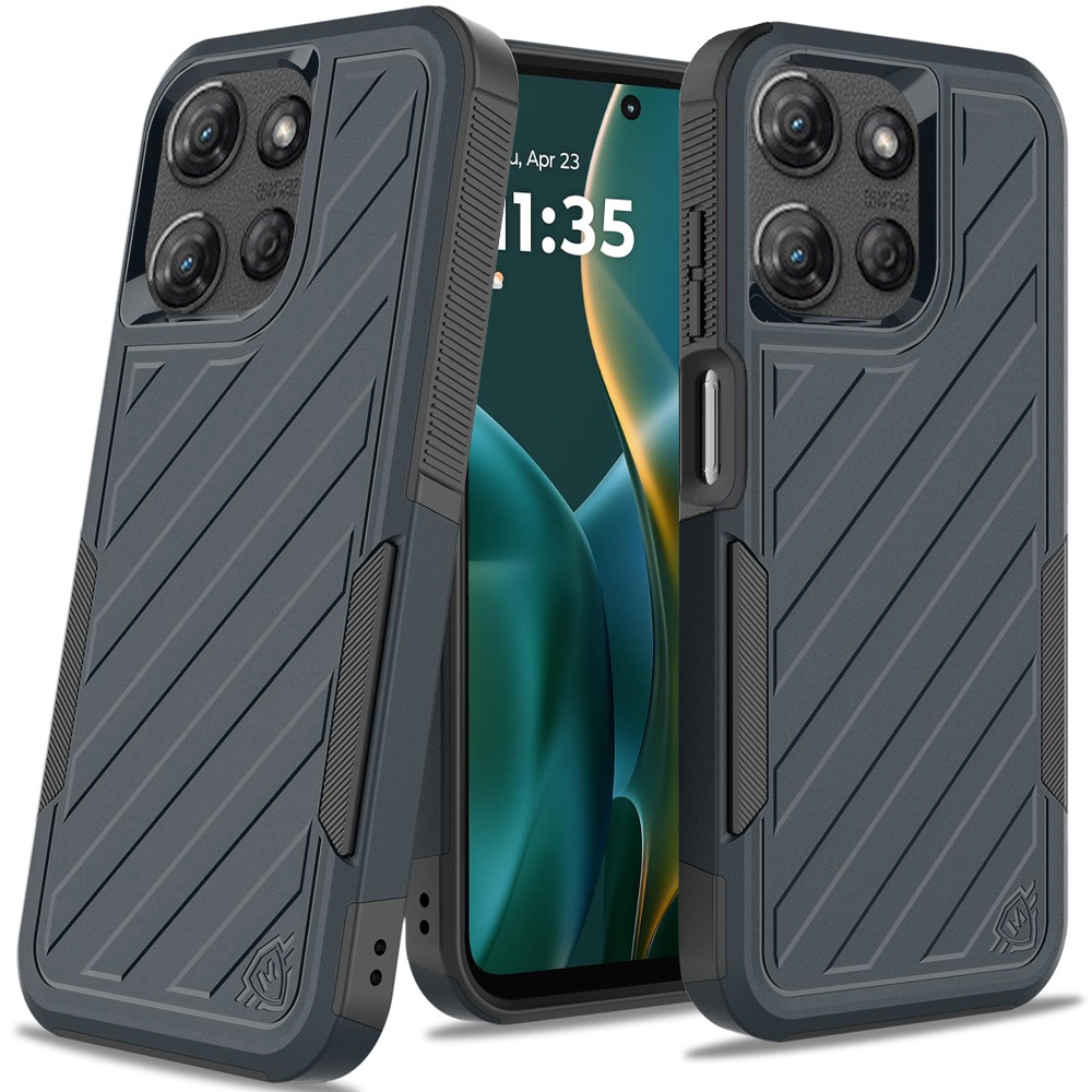 For Moto G Stylus 5G 2025 - METKASE Grey/Black Dual Layer Shockproof Case - Picture 13 of 36