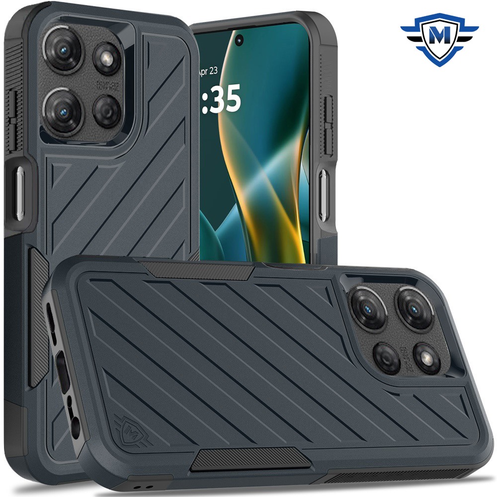 For Moto G Stylus 5G 2025 - METKASE Grey/Black Dual Layer Shockproof Case - Picture 14 of 36