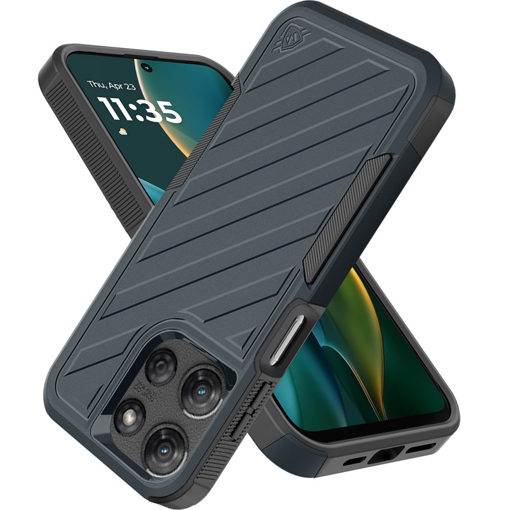 For Moto G Stylus 5G 2025 - METKASE Grey/Black Dual Layer Shockproof Case - Picture 16 of 36
