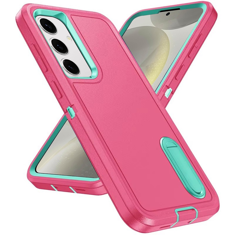 Für Samsung S25 Plus/S24 Plus Peak robuste 3in1 Hybrid Ständer Hülle - türkis/hot pink - Bild 1 von 20
