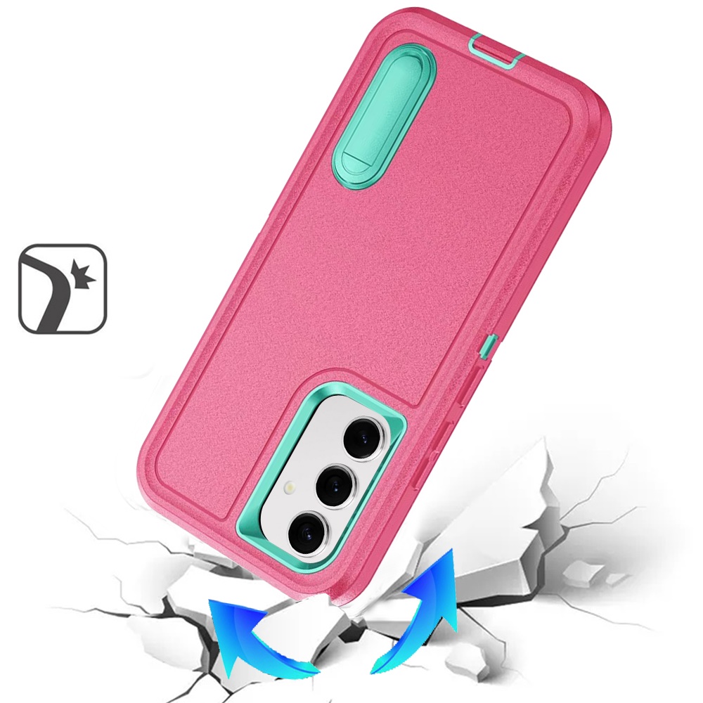 Für Samsung S25 Plus/S24 Plus Peak robuste 3in1 Hybrid Ständer Hülle - türkis/hot pink - Bild 2 von 20