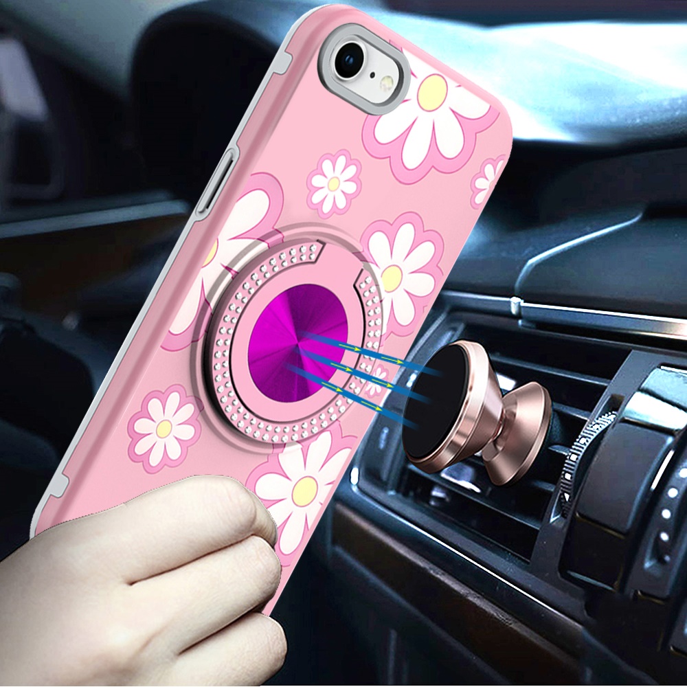 Für iPhone SE 3 (2022) Metall Diamant CD Design Matt Hybrid Hülle mit Ring - Bild 59 von 72