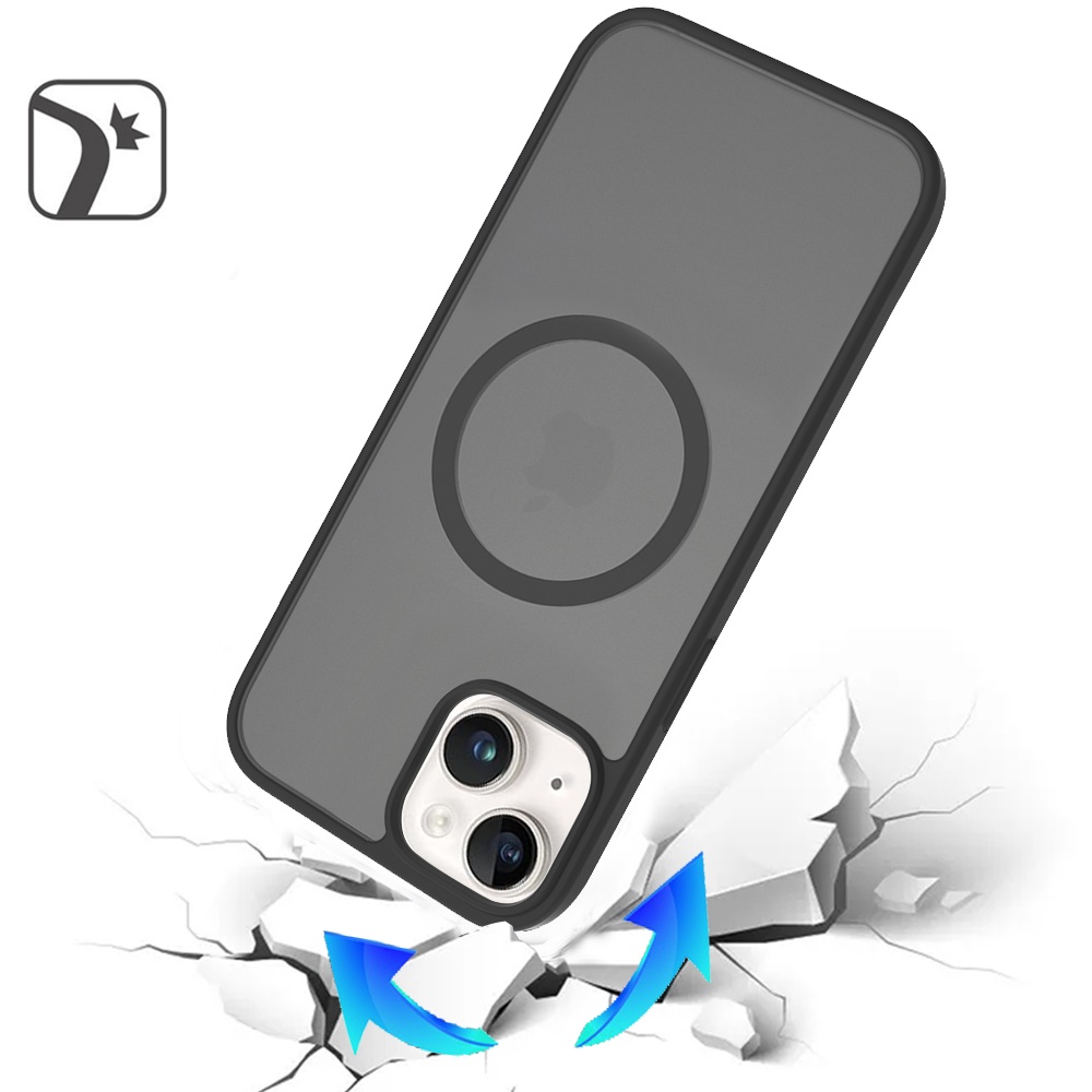 for iPhone 15 Magnetic Circle Matte Hybrid Case - Safe,