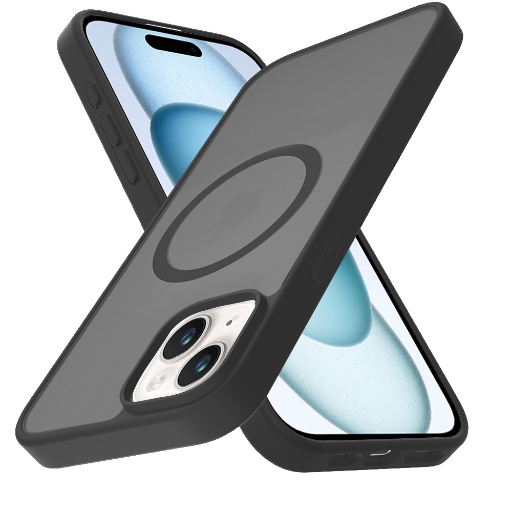 for iPhone 15 Magnetic Circle Matte Hybrid Case - Safe,