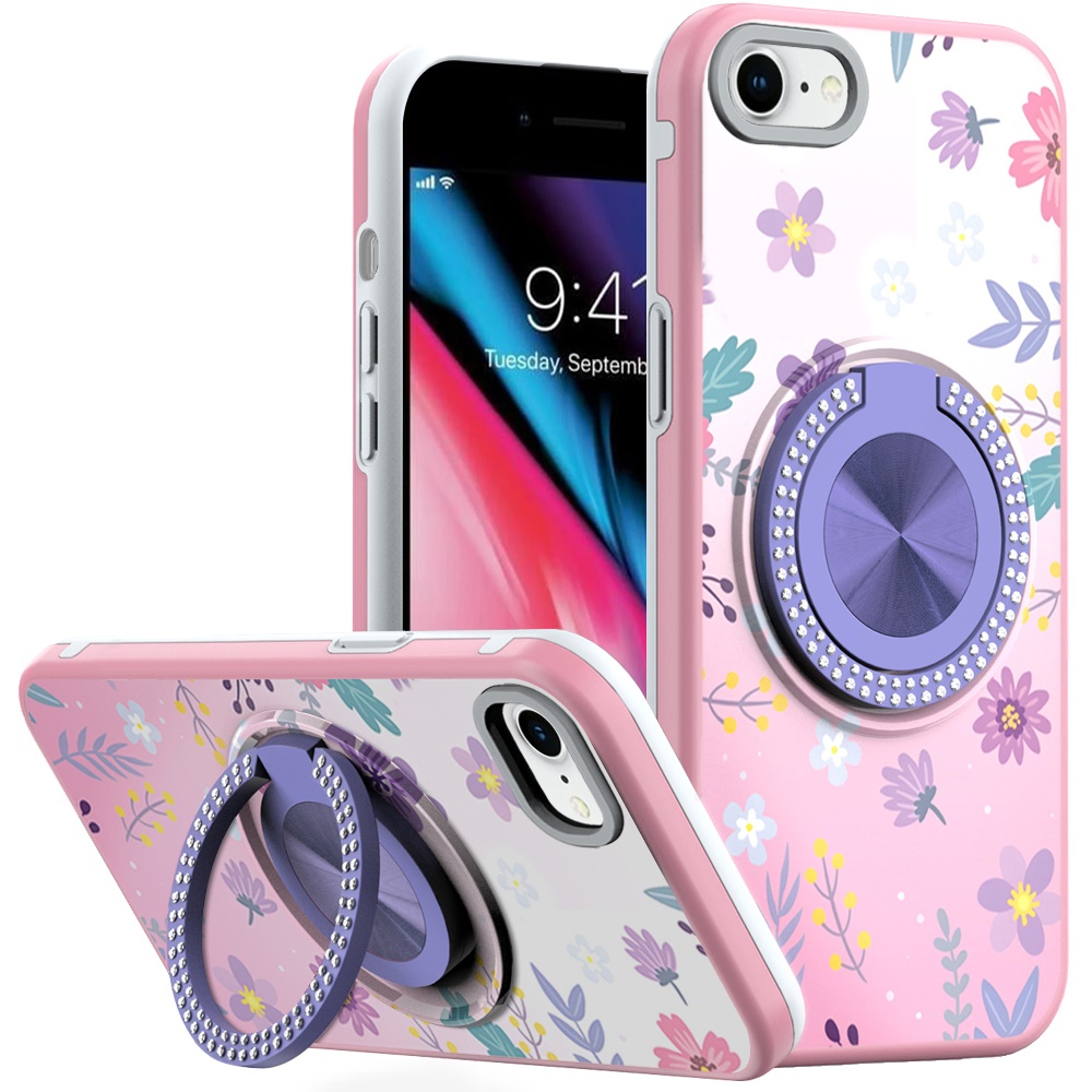 Für iPhone SE 3 (2022) Metall Diamant CD Design Matt Hybrid Hülle mit Ring - Bild 67 von 72
