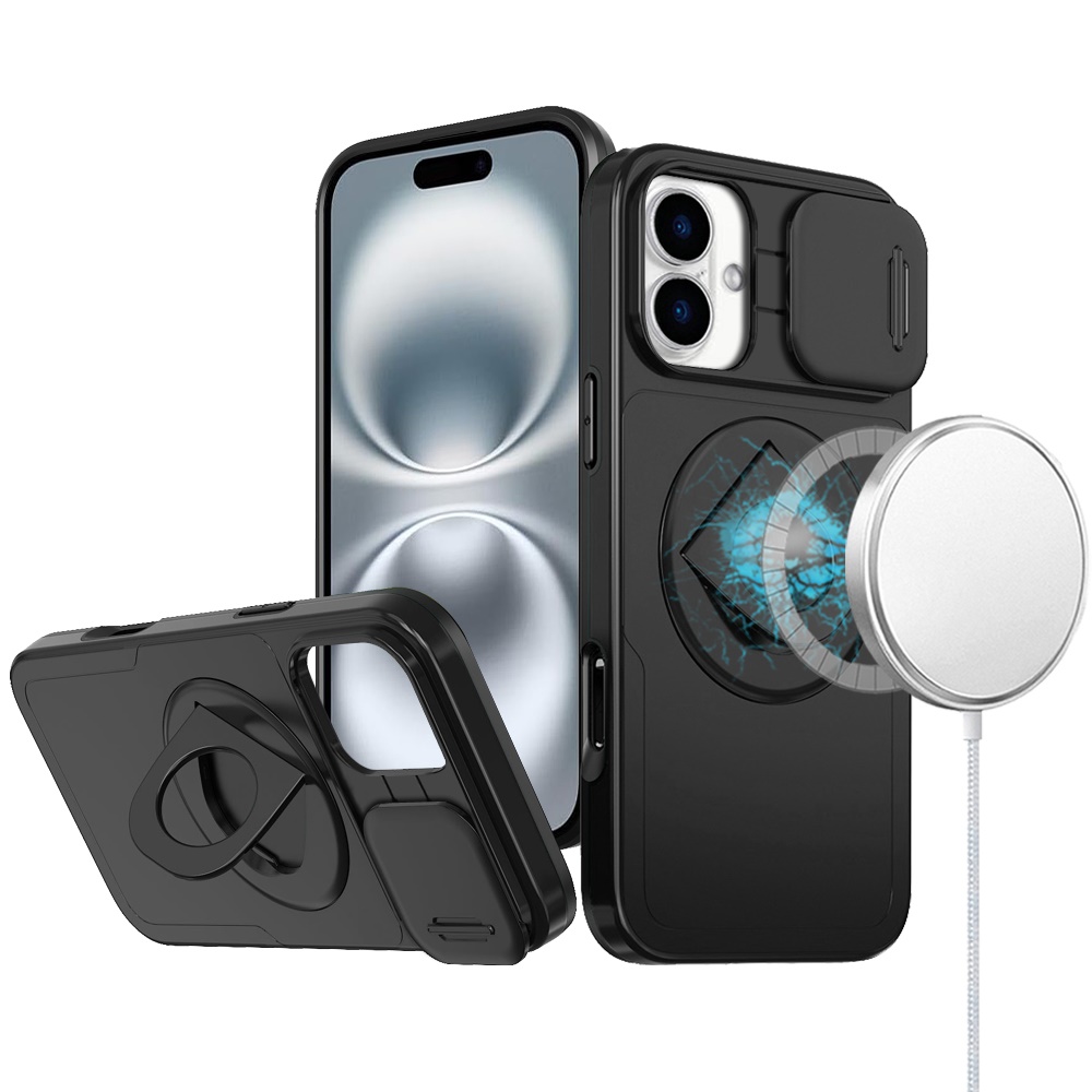 For iPhone 16 Plus 6.7" Trendy Full Coverage Case with Ring Stand - - Picture 9 of 12