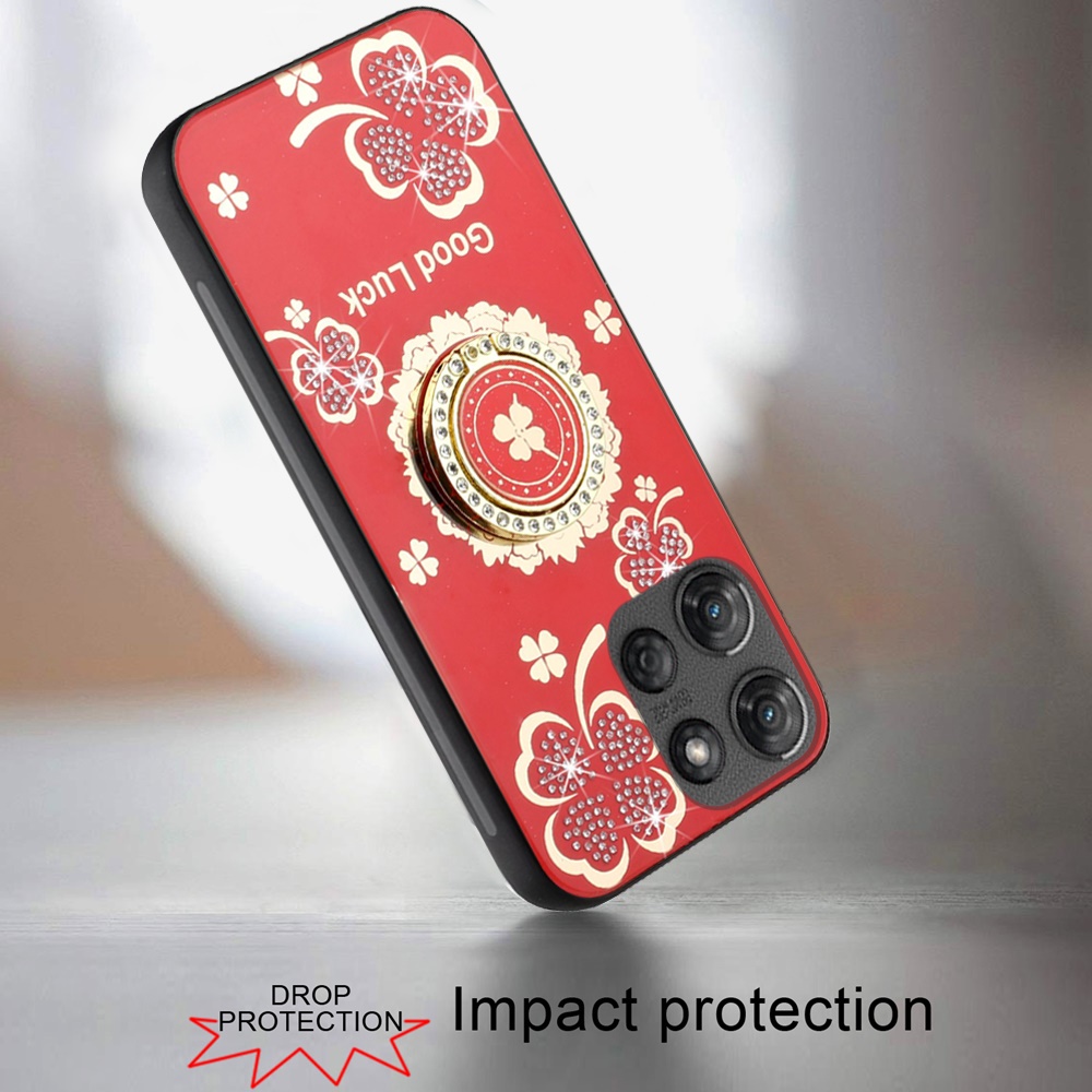 For Motorola Edge 2025 Diamond Glitter Case - Red Garden Butterflies - Picture 8 of 18
