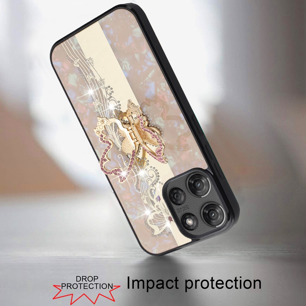 For Motorola Edge 2025 Diamond Glitter Case - Red Garden Butterflies - Picture 11 of 18
