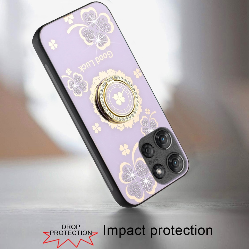 For Motorola Edge 2025 Diamond Glitter Case - Red Garden Butterflies - Picture 18 of 18