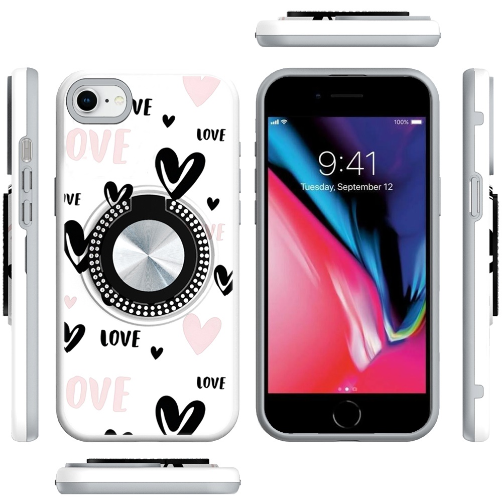 Für iPhone SE 3 (2022) Metall Diamant CD Design Matt Hybrid Hülle mit Ring - Bild 30 von 72