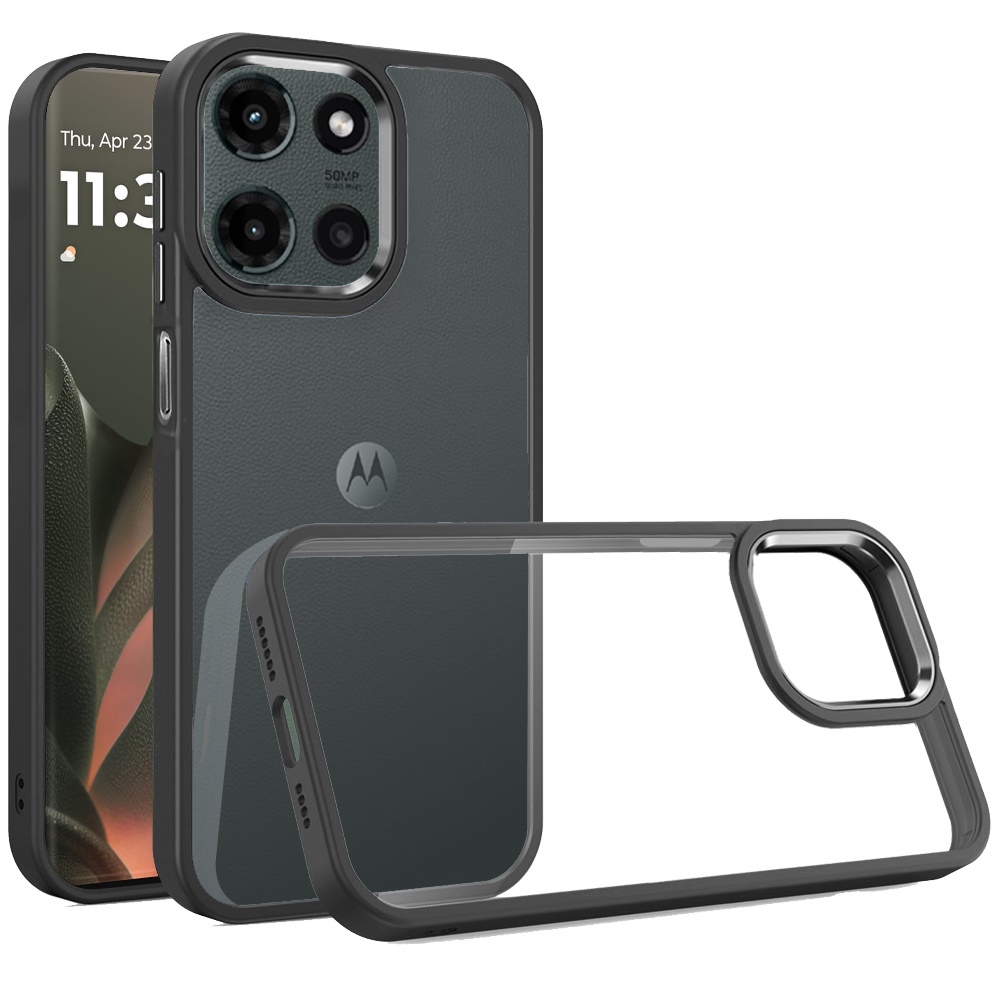 Für Motorola Edge 2025 durchsichtige Acryl Hybrid Hülle mit Metallknöpfen - - Bild 3 von 9
