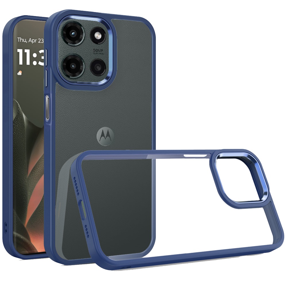 Für Motorola Edge 2025 durchsichtige Acryl Hybrid Hülle mit Metallknöpfen - - Bild 7 von 9