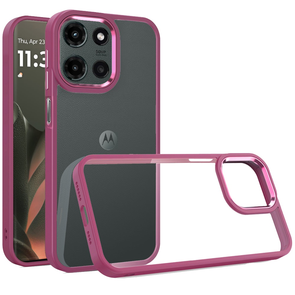 Für Motorola Edge 2025 durchsichtige Acryl Hybrid Hülle mit Metallknöpfen - - Bild 6 von 9