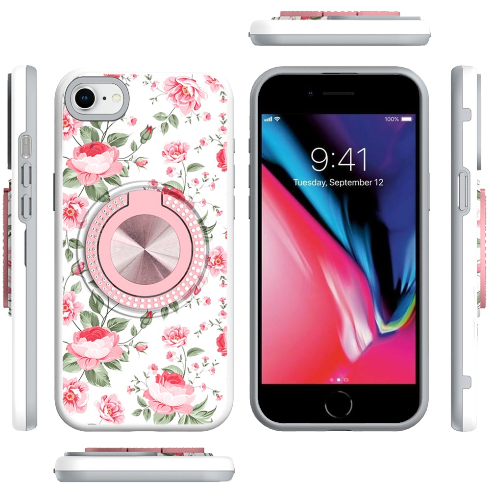 Für iPhone SE 3 (2022) Metall Diamant CD Design Matt Hybrid Hülle mit Ring - Bild 43 von 72
