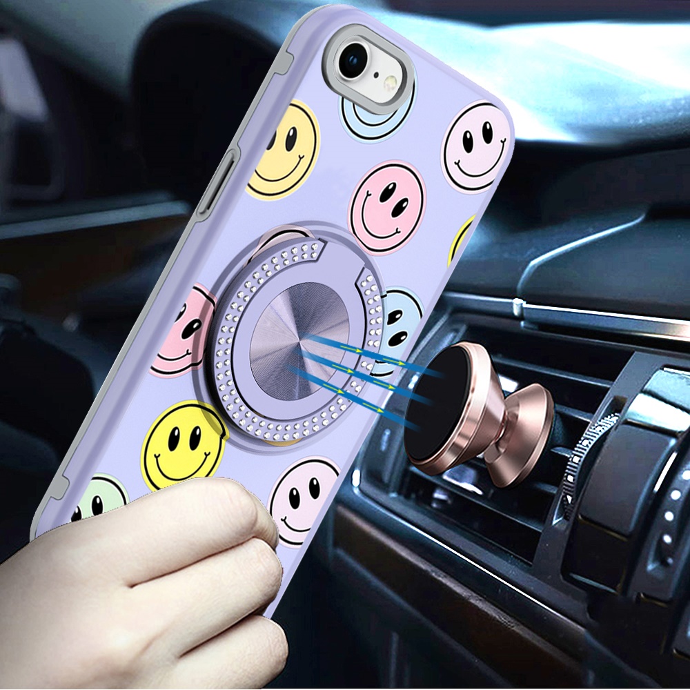 Für iPhone SE 3 (2022) Metall Diamant CD Design Matt Hybrid Hülle mit Ring - Bild 13 von 72