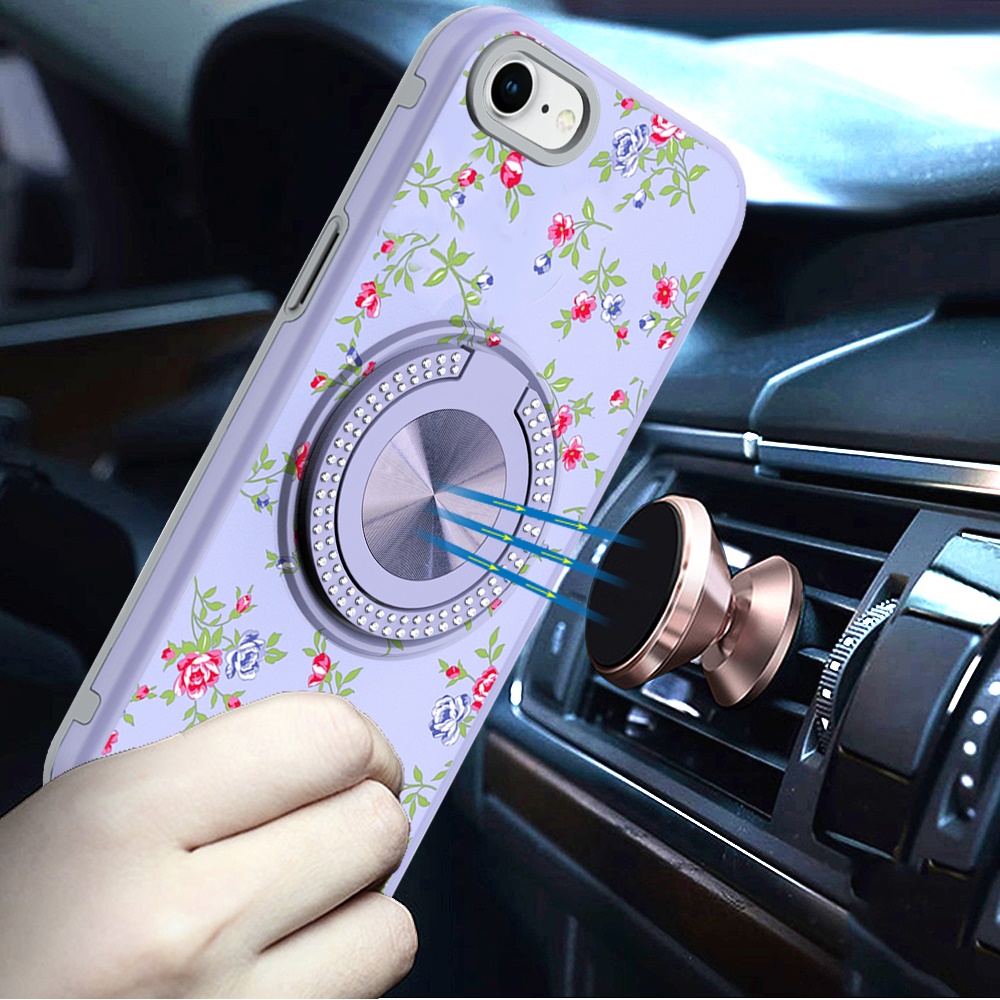 Für iPhone SE 3 (2022) Metall Diamant CD Design Matt Hybrid Hülle mit Ring - Bild 11 von 72